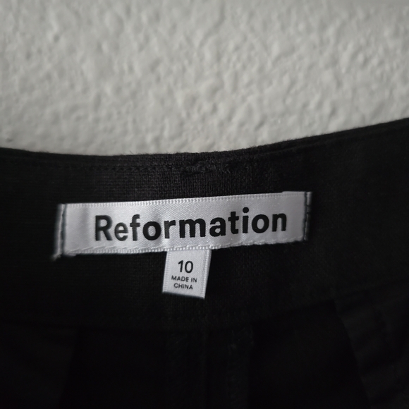 Reformation Earl Relaxed Pleated Wide Leg Trousers Sz 10 Linen Blend Black - Picture 11 of 17